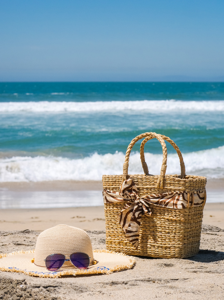 Brown Woven Bag on Beach